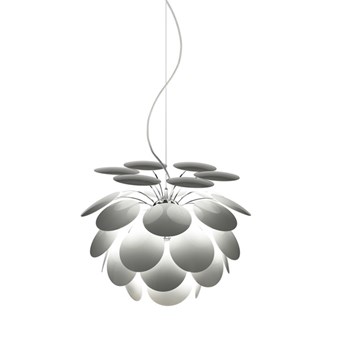 Marset Discoco 53, Pendant With Opaque Discs On Chrome Sphere, White