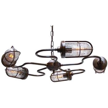 Mullan Breck Chandelier Light in Antique Brass, Crackled Glass