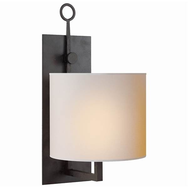 Visual Comfort Aspen Wall Lamp Black Rust with Natural Paper Shade
