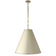Visual Comfort Goodman Large Hand Rubbed Antique Brass Pendant with Shade in Antique White