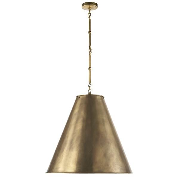 Visual Comfort Goodman Large Hand Rubbed Antique Brass Pendant with Shade