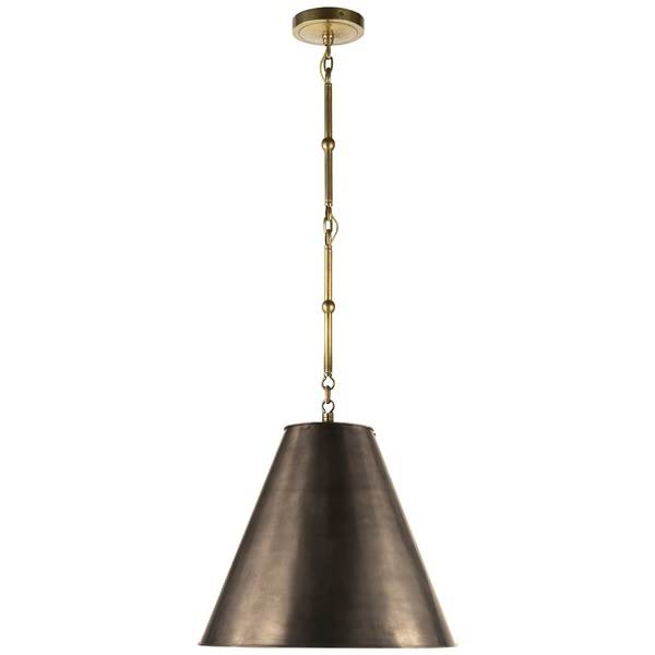 Visual Comfort Goodman Small Hanging Light Antique Brass with Bronze Shade