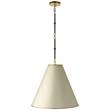 Visual Comfort Goodman Medium Pendant with Antique White Shade in Bronze with Antique Brass