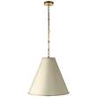 Visual Comfort Goodman Medium Pendant with Antique White Shade in Hand-Rubbed Antique Brass 