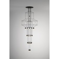 Wireflow Chandelier Forty-Three Light LED Pendant Pressed Glass Diffuser