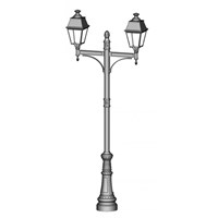 Avenue 4 Large Double Arm Opal Glass Street Lamp Four-Sided Lantern