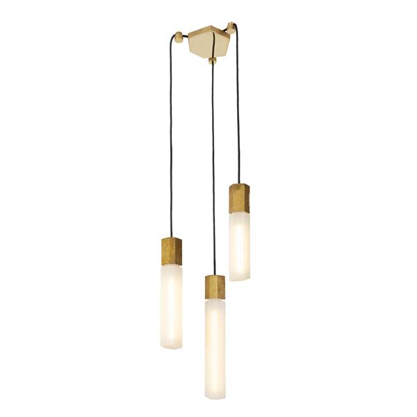 Tala Basalt Three-Light LED Bulbs  with Elegant Ceiling Rose Pendant