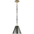 Visual Comfort Goodman Petite Single Pendant with Metal Shade in Bronze with Antique Brass