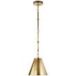 Visual Comfort Goodman Petite Single Pendant with Metal Shade in Hand-Rubbed Antique Brass