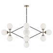 Visual Comfort Bistro Four Arm White Glass Chandelier with Brass Details