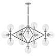 Visual Comfort Bistro Four Arm Clear Glass Chandelier in Polished Nickel & Black