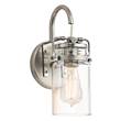 Elstead Brinley Single Clear Glass Wall Light in Brushed Nickel
