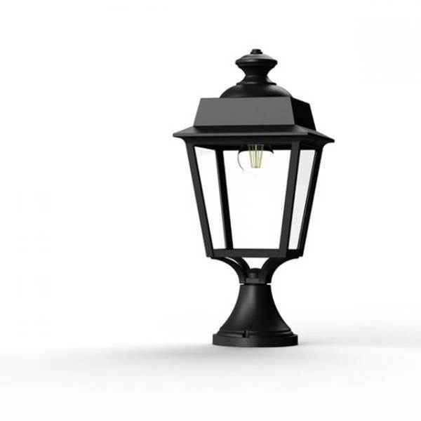 Roger Pradier Place des Vosges 1 Evolution Small Clear Glass Pedestal with Four-Sided Lantern