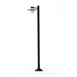 Roger Pradier Aubanne Large Single Arm Frosted Glass Lamp Post with Opal Polycarbonate Reflector in Steel Blue