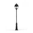 Roger Pradier Avenue 2 Large Clear Glass Lamp Post with Minimalist lines style lantern in Jet Black