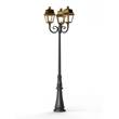 Roger Pradier Avenue 2 Large 3-Arm Clear Glass Lamp Post with Minimalist lines style lantern in Brass