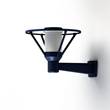 Roger Pradier Bermude Frosted Glass Upwards Wall Bracket with White Reflector in Steel Blue