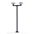 Roger Pradier Bermude Large Double Arm Frosted Glass Lamp Post with White Reflector in Steel Blue