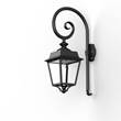 Roger Pradier Place des Vosges 1 Evolution Model 5 Clear Glass Swan Neck E27 Wall Bracket with Four-Sided Lantern in Jet Black