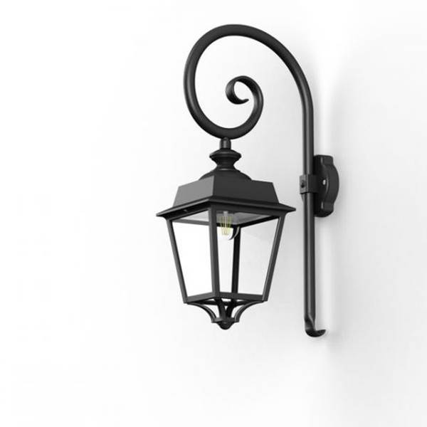 Roger Pradier Place des Vosges 1 Evolution Model 5 Clear Glass Swan Neck E27 Wall Bracket with Four-Sided Lantern