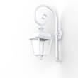 Roger Pradier Place des Vosges 1 Evolution Model 5 Clear Glass Swan Neck E27 Wall Bracket with Four-Sided Lantern in White