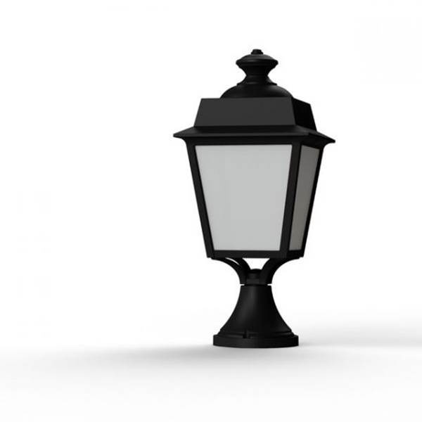 Roger Pradier Place des Vosges 1 Evolution Small Opal Glass Pedestal with Four-Sided Lantern