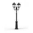 Roger Pradier Place des Vosges 1 Evolution Extra-Large Double Arm Clear Glass Lamp Post with Minimalist lines style lantern in Jet Black