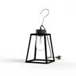 Roger Pradier Lampiok Model 1 Portable Clear Glass Lantern with Mounting Hook and Plug in Black Grey