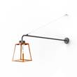 Roger Pradier Lampiok Model 6 Extended Wall Bracket Clear Glass Lantern with minimalist lines style frame in Patinated Lacquered Copper