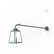 Roger Pradier Lampiok Model 6 Extended Wall Bracket Clear Glass Lantern with minimalist lines style frame in Blue