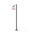 Roger Pradier Lampiok Model 7 Large Single Arm Clear Glass Lamp Post with minimalist lines style lantern in Tomato Red