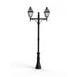 Roger Pradier Avenue 4 Large Double Arm Clear Glass 35W 3000K Street Lamp with Four-Sided Lantern in Jet Black