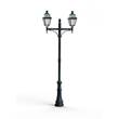 Roger Pradier Avenue 4 Large Double Arm Clear Glass 35W 3000K Street Lamp with Four-Sided Lantern in Green Patina
