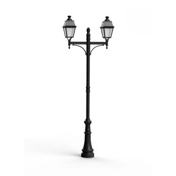 Roger Pradier Avenue 4 Large Double Arm Clear Glass 35W 4000K Street Lamp with Four-Sided Lantern