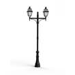 Roger Pradier Avenue 4 Large Double Arm Clear Glass 70W 4000K Street Lamp with Four-Sided Lantern in Jet Black