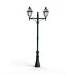 Roger Pradier Avenue 4 Large Double Arm Clear Glass 70W 4000K Street Lamp with Four-Sided Lantern in Green Patina
