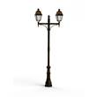 Roger Pradier Avenue 4 Large Double Arm Clear Glass 70W 4000K Street Lamp with Four-Sided Lantern in Gold Patina