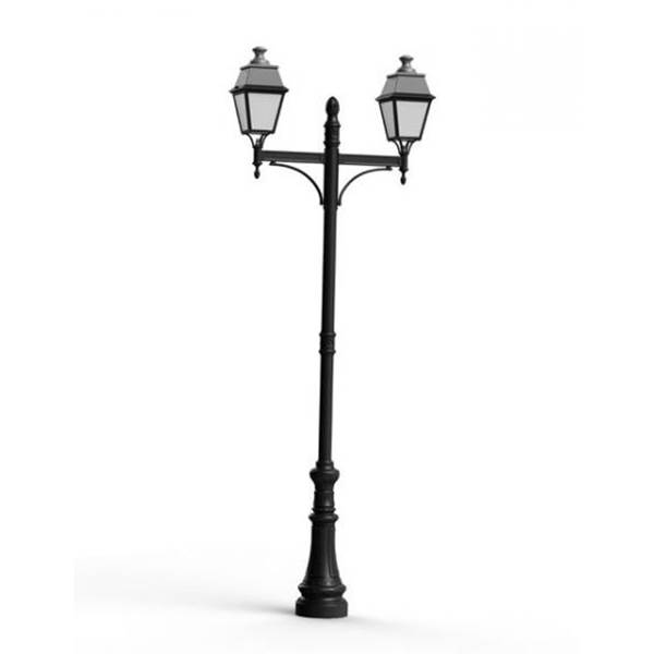 Roger Pradier Avenue 4 Large Double Arm Opal Glass 35W 3000K Street Lamp with Four-Sided Lantern