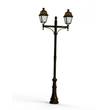Roger Pradier Avenue 4 Large Double Arm Opal Glass 35W 3000K Street Lamp with Four-Sided Lantern in Gold Patina