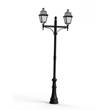 Roger Pradier Avenue 4 Large Double Arm Opal Glass 70W 3000K Street Lamp with Four-Sided Lantern in Jet Black