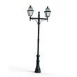 Roger Pradier Avenue 4 Large Double Arm Opal Glass 70W 3000K Street Lamp with Four-Sided Lantern in Green Patina