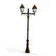 Roger Pradier Avenue 4 Large Double Arm Opal Glass 70W 3000K Street Lamp with Four-Sided Lantern in Gold Patina