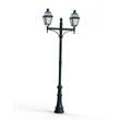Roger Pradier Avenue 4 Large Double Arm Opal Glass 35W 4000K Street Lamp with Four-Sided Lantern in Green Patina