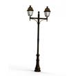 Roger Pradier Avenue 4 Large Double Arm Opal Glass 35W 4000K Street Lamp with Four-Sided Lantern in Gold Patina