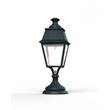 Roger Pradier Avenue 4 Clear Glass Pedestal with Four-Sided Lantern in Green Patina