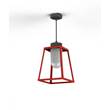 Roger Pradier Lampiok Model 3 Medium Frosted Glass Lantern with minimalist lines style frame in Tomato Red