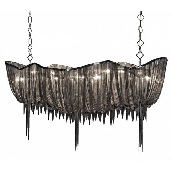 Terzani Atlantis Large Linear Pendant with Draped Shimmering Chainmail