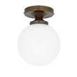 Mullan Lighting Yaounde 14cm Opal Globe Flush Ceiling Light in Antique Brass