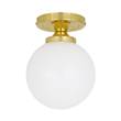 Mullan Lighting Yaounde 14cm Opal Globe Flush Ceiling Light in Polished Brass