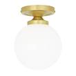 Mullan Lighting Yaounde 14cm Opal Globe Flush Ceiling Light in Satin Brass